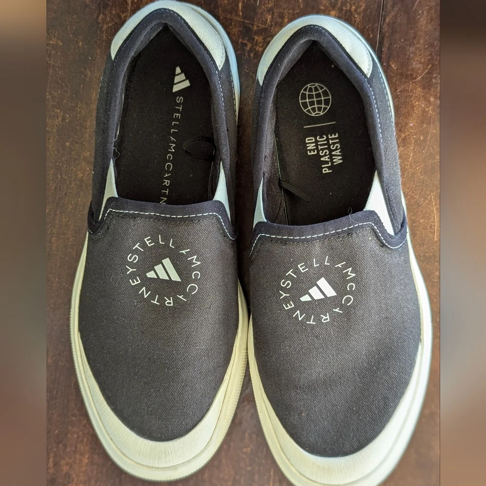 Stella McCartney × Adidas Slip On Black Canvas Trainers Women's 7.5 - Picture 3 of 7